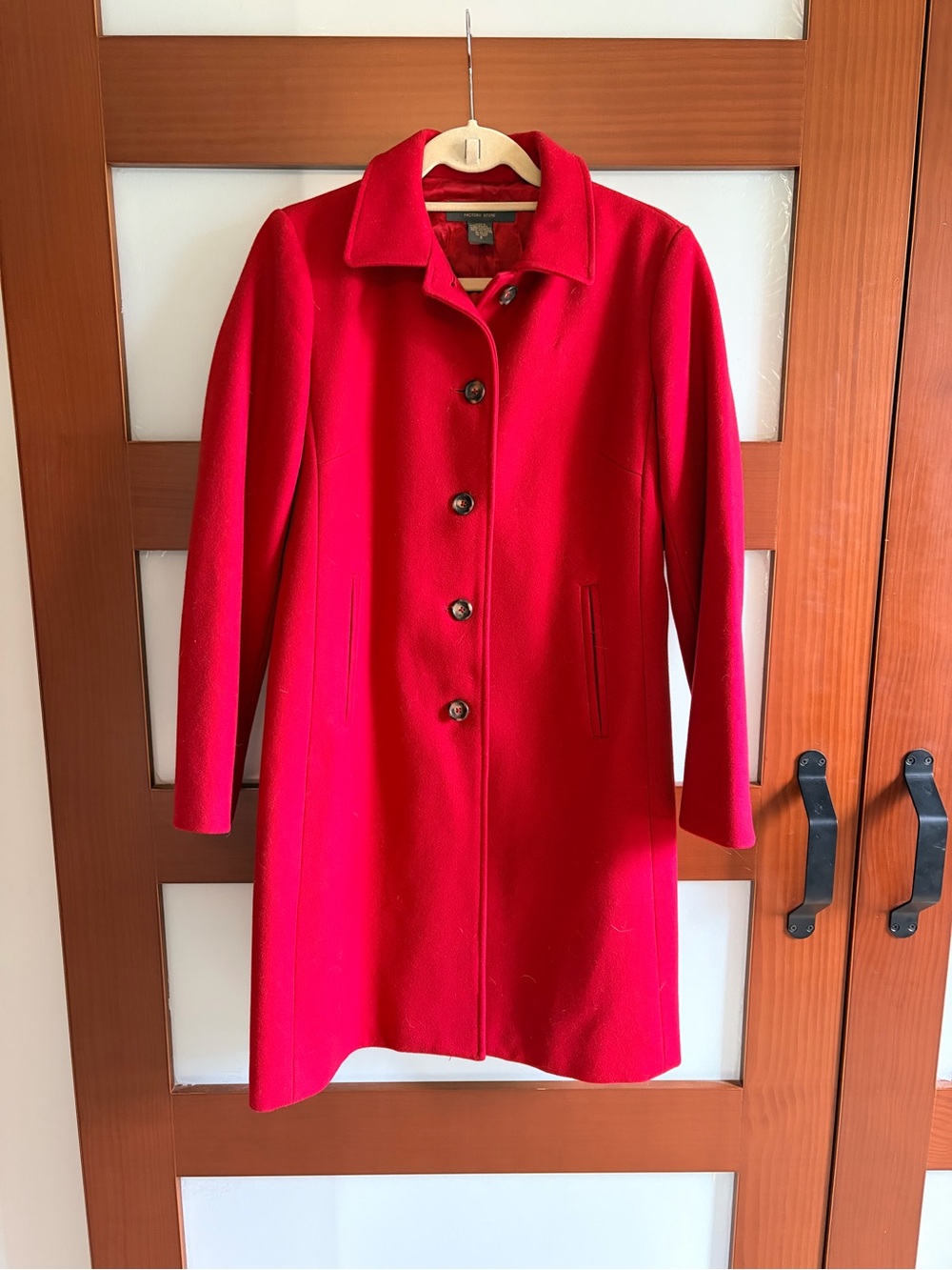 Banana Republic Red Wool Button-Front Pea Coat Size Small